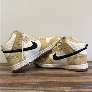 Nike High-Top Sneakers in Beige and White
